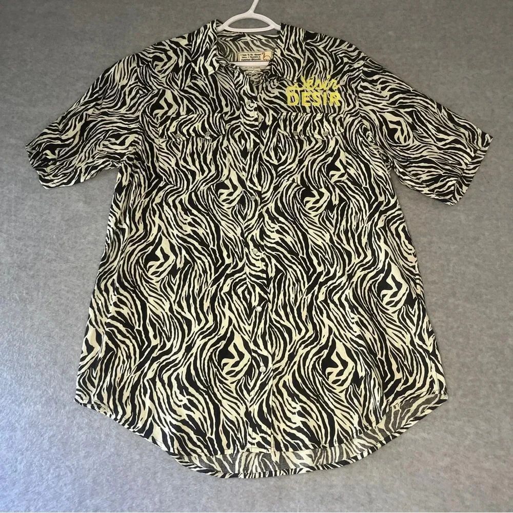 Sandrine Rose X Free People Women’s‎ Zebra Stripe Pearl Snap Button Up S.S New M